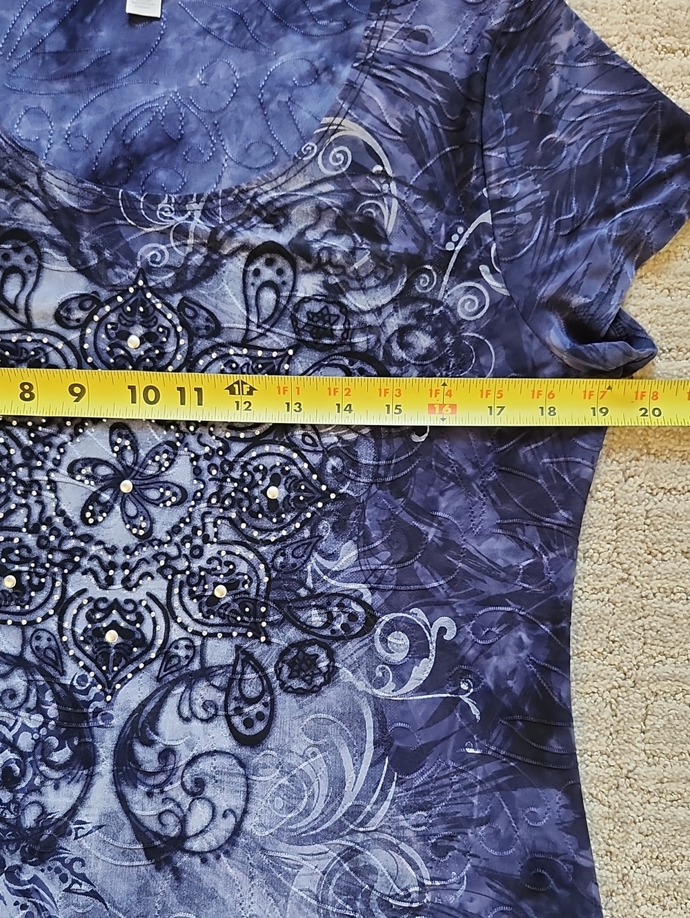 Westport Navy Short-Sleeve Scoop Neck Top with Embellished Medallion - Picture 6 of 7
